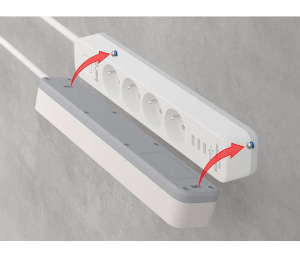 KERG listwa zasilająca z wyłącznikiem 4 gniazda 3USB biało szary 16A 1,5m - 1317931 - zdjęcie 3